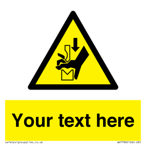 Custom warning hand crushing between press brake tool